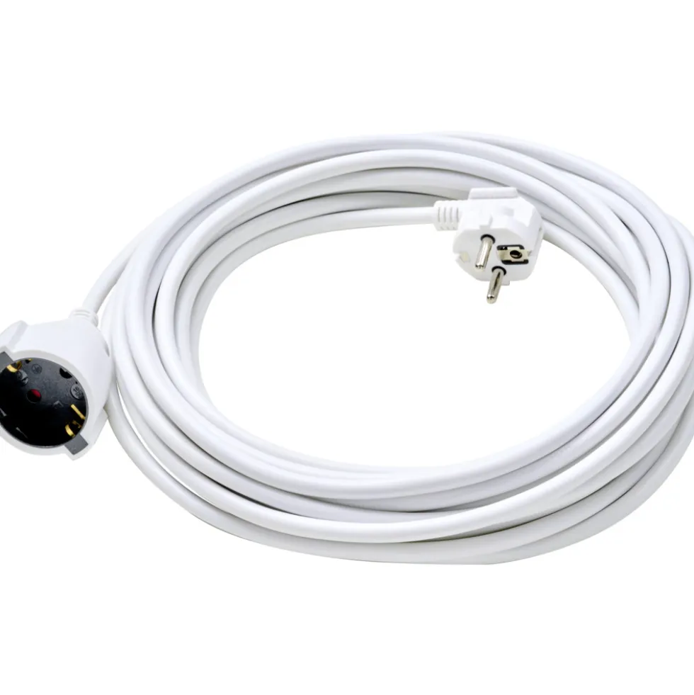 Verlängerungskabel 10 m mit Schutzkontakt-Stecker weiß