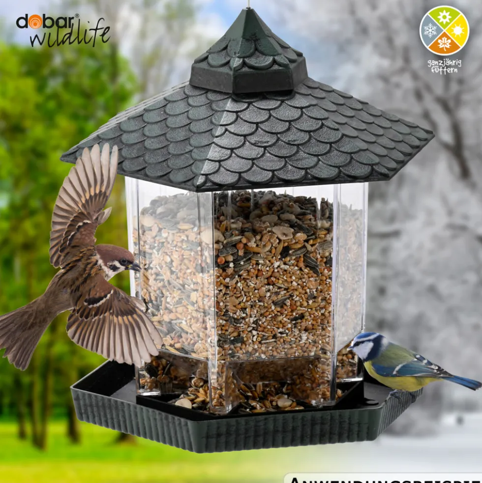 Vogelfutterhaus zum Aufhängen, silber, kupfer oder grün