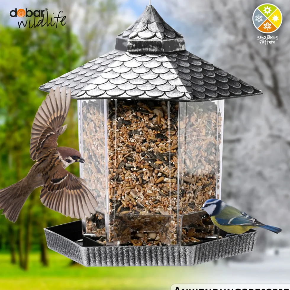 Vogelfutterhaus zum Aufhängen, silber, kupfer oder grün
