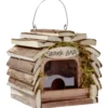 Vogelfutterspender mit Silo, zum aufhängen, aus Holz