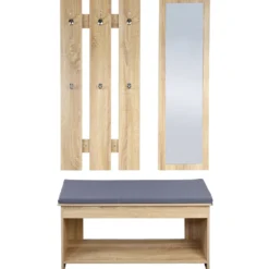 Wandgarderobe mit Spiegel und Sitzbank