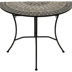 Wandtisch 90 cm x 45 cm halbrund - Tischplatte Mosaik grau