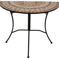 Wandtisch 90 cm x 45 cm halbrund - Tischplatte Mosaik terracotta