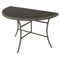 Wandtisch 110 x 58 x 71 cm halbrund Stahl & Glas