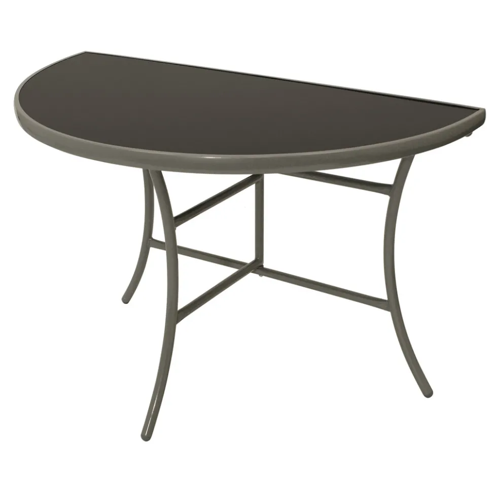 Wandtisch 110 x 58 x 71 cm halbrund Stahl & Glas