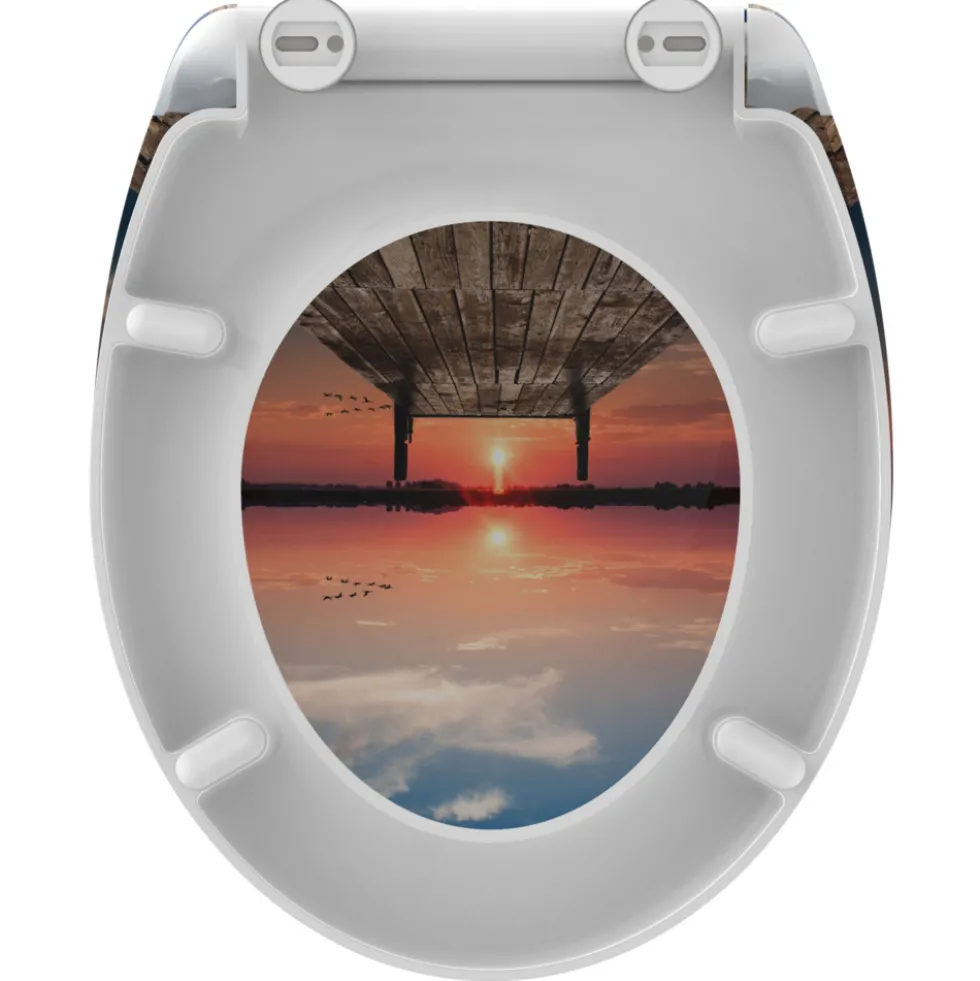 WC-Sitz Absenkautomatik Schnellverschluss Sunset Sky