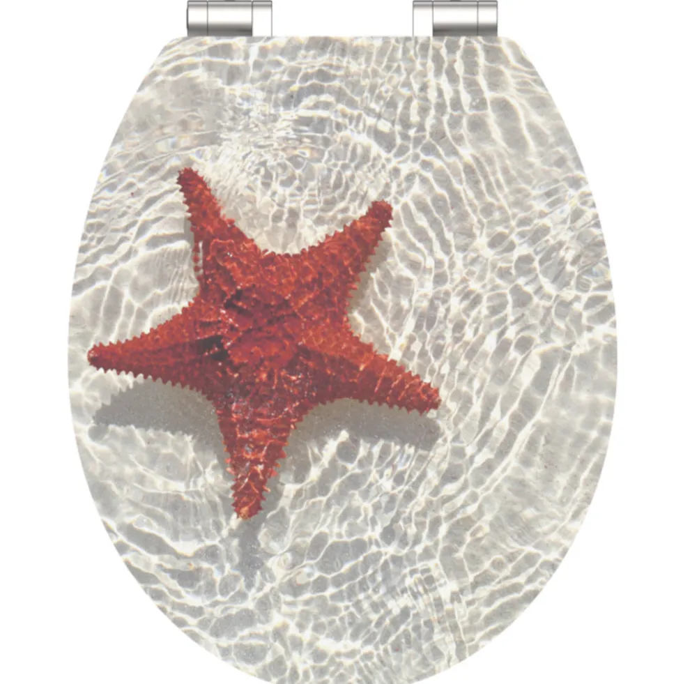 WC-Sitz mit Absenkautomatik MDF High Gloss Red-Starfish
