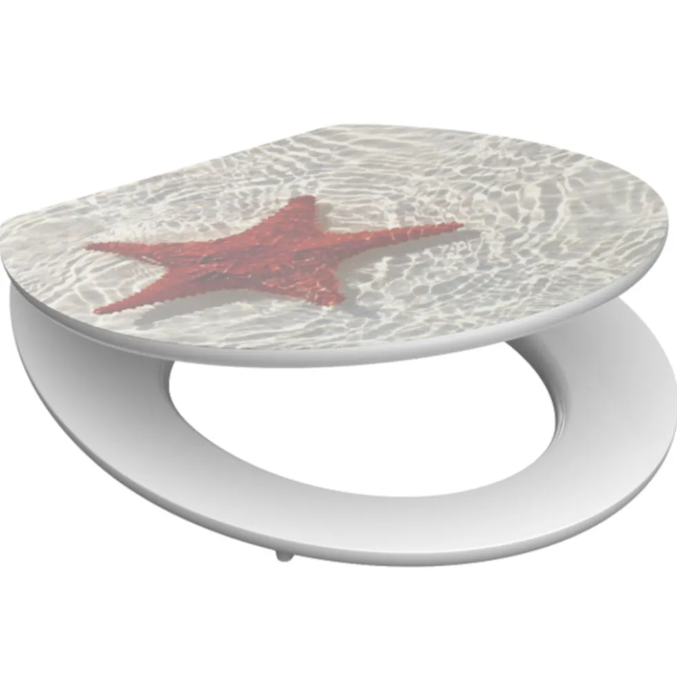 WC-Sitz mit Absenkautomatik MDF High Gloss Red-Starfish