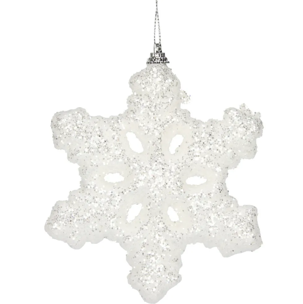 Weihnachtsdeko Schneeflocke aus Polyfoam mit Glitzer
