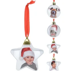 Weihnachtskugel für Fotos 7 cm mit Aufhänger