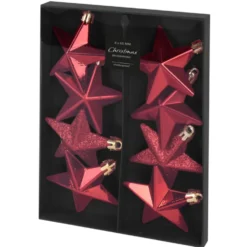 Weihnachtskugel-Set in Sternenform 8-teilig 6,5 cm in verschiedenen Farben