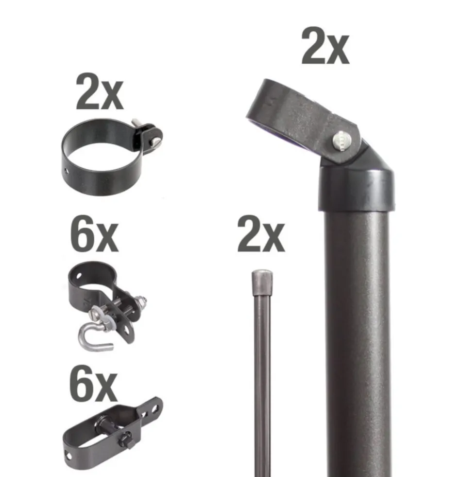 Wellengittertor-Anschluss-Set für Maschendrahtzaun 100 cm anthrazit