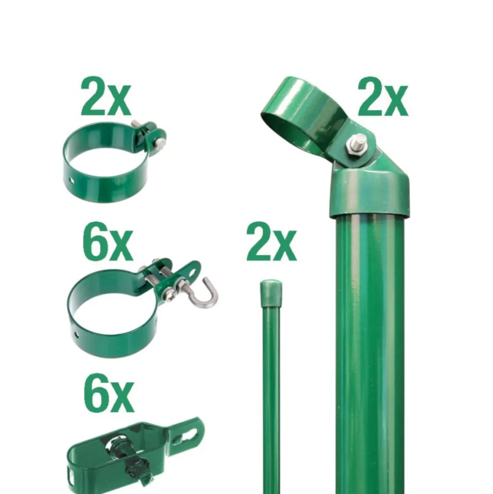 Wellengittertor-Anschluss-Set für Maschendrahtzaun 100 cm moosgrün