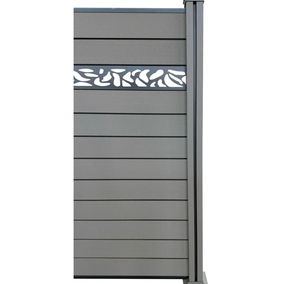 WPC-Sichtschutzzaun "Valla" Komplettset mit Dekorleisten ca. 910 x 190 cm