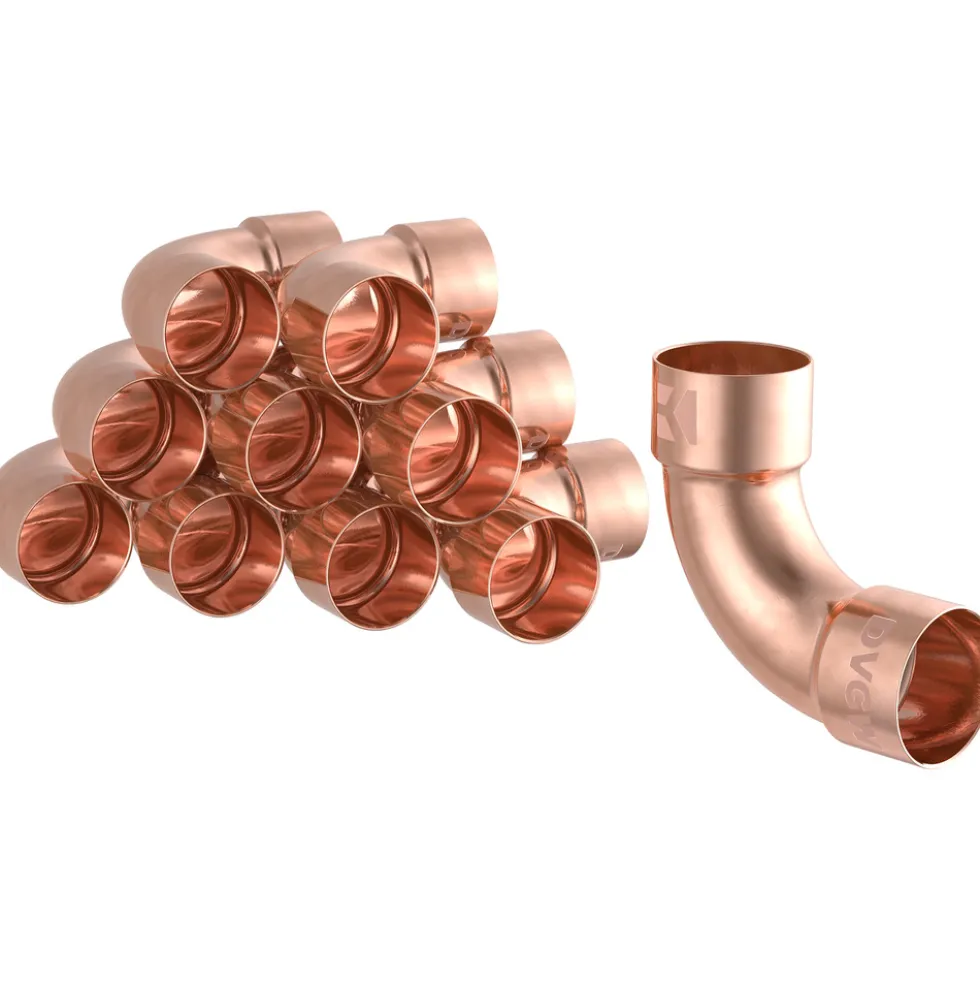 10 x Doppel-Bogenmuffe 90° Kupfer-Lötfitting 22 mm - Vorratspack
