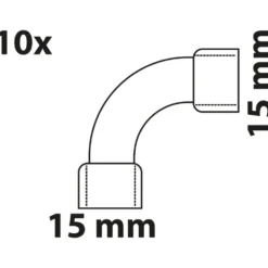 10 x Doppel-Bogenmuffe 90° Kupfer-Lötfitting 15 mm - Vorratspack
