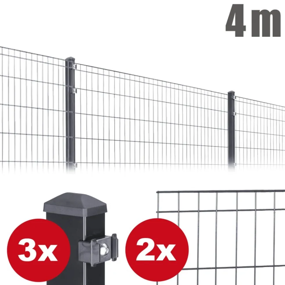 Zaunpaket MICHL ca. 0,8 m x ca. 4 m anthrazit verzinkt pulverbeschichtet