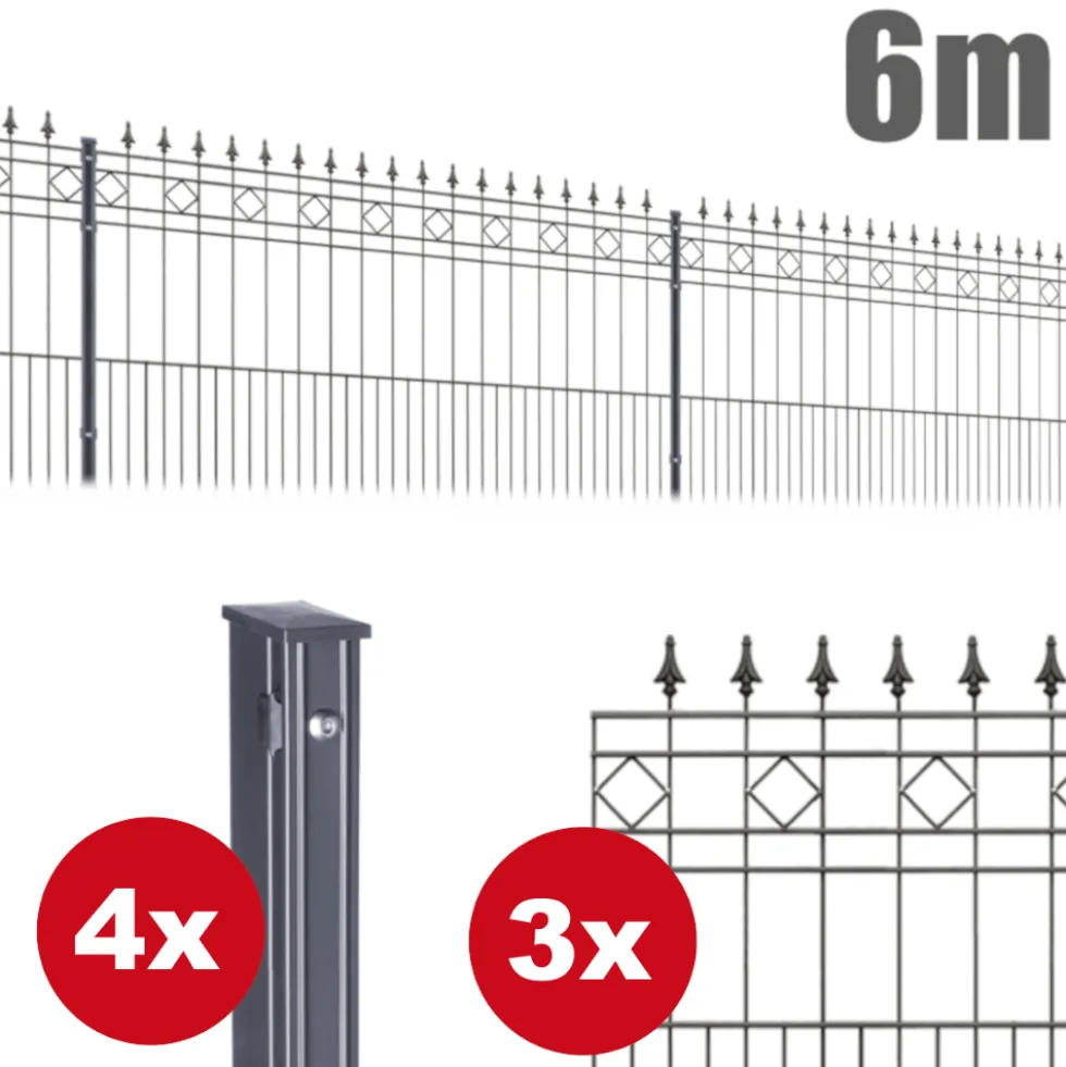 Zaunpaket RIMINI ca. 6m x 1,1m in Anthrazit