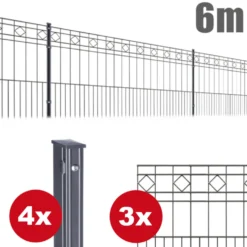 Zaunpaket Turin ca. 0,8 m x 6 m anthrazit verzinkt pulverbeschichtet