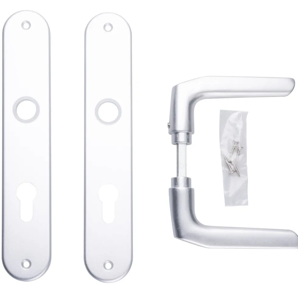 Zimmertürgarnitur 72 mm Aluminium mit Befestigungsschrauben
