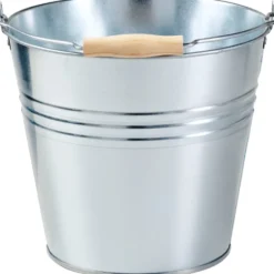 Zinkeimer 10 Liter aus Stahl mit Holzgriff